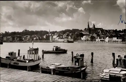 Ak Flensburg in Schleswig Holstein, Hafenpartie, Ort