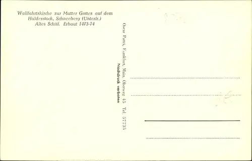 Ak Schneeberg, Wallfahrtskirche Holderstock, Schiff