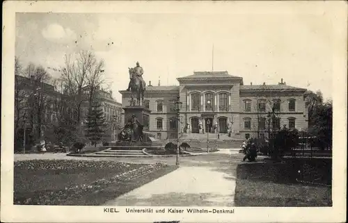 Ak Kiel Schleswig Holstein, Universität und Kaiser Wilhelm Denkmal