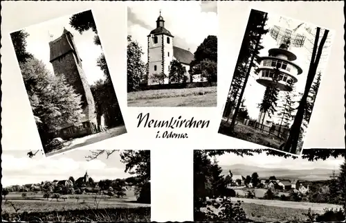 Ak Neunkirchen im Odenwald Modautal, Kirche, Funkturm, Panorama