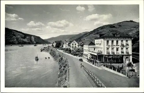 Ak Assmannshausen Rüdesheim am Rhein, Rheinpromenade, Hotel Mohren