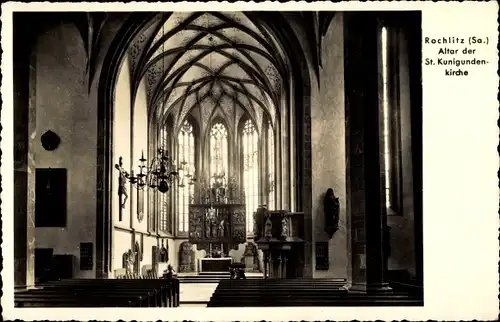 Ak Rochlitz an der Mulde Sachsen, Altar der St. Kunigunden Kirche, Liedanzeiger