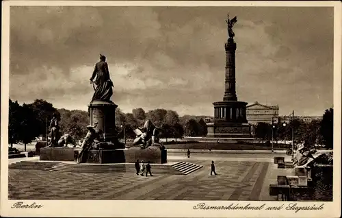 Ak Berlin Tiergarten, Bismarckdenkmal und Siegessäule