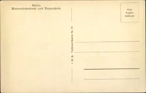 Ak Berlin Tiergarten, Bismarckdenkmal und Siegessäule