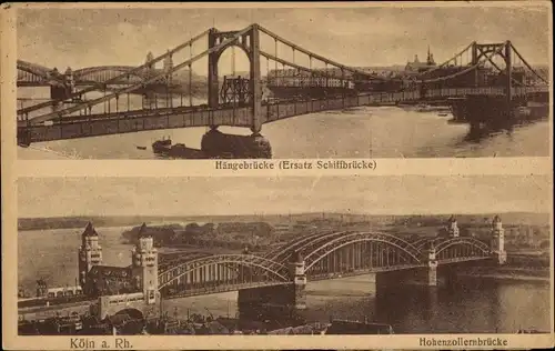 Ak Köln am Rhein, Hängebrücke, Hohenzollernbrücke
