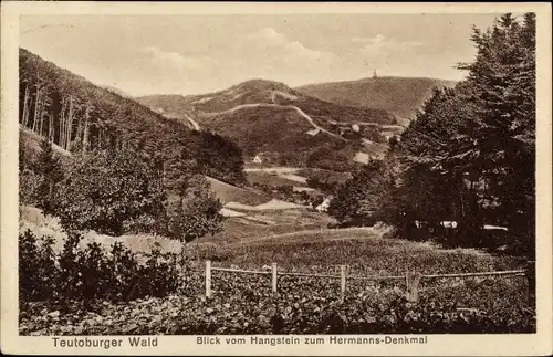 Ak Detmold am Teutoburger Wald, Blick vom Hangstein zum Hermannsdenkmal
