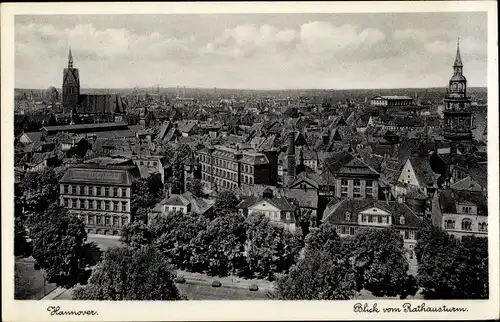 Ak Hannover in Niedersachsen, Blick vom Rathausturm