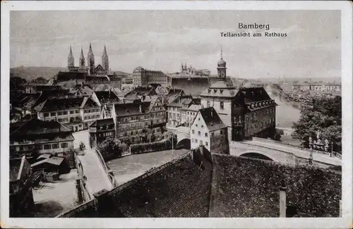 Ak Bamberg in Oberfranken, Teilansicht am Rathaus, Dom