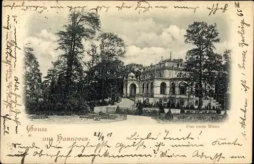 Ak Hannover in Niedersachsen, das Neue Haus, Gartenanlagen