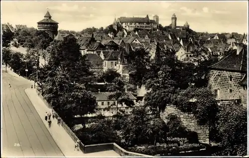 Ak Nürnberg in Mittelfranken, Blick über die Stadt zur Burg