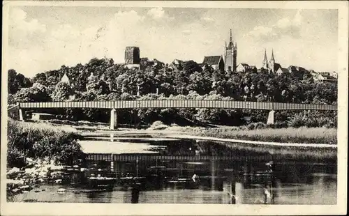 Ak Bad Wimpfen am Neckar, Blick auf den Ort, Neckar, Brücke