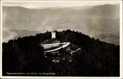 Ak Baden Baden am Schwarzwald, Merkur Berghotel, Luftaufnahme