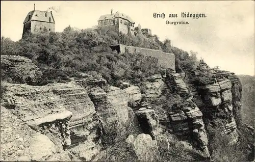 Ak Nideggen in der Eifel, Blick zur Burgruine