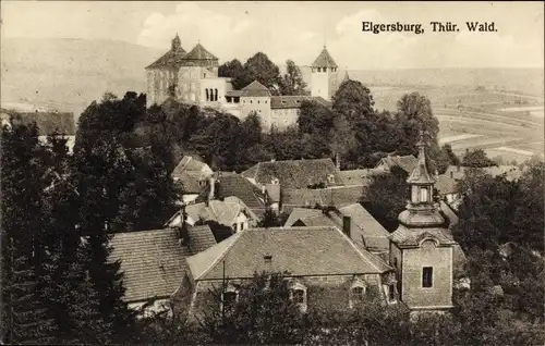 Ak Elgersburg in Thüringen, Blick zum Schloss, Häuserdächer