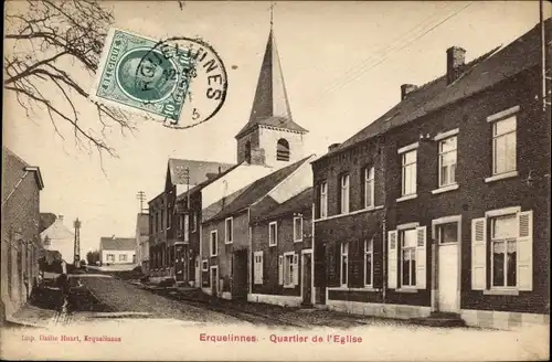 Ak Erquelinnes Wallonien Hennegau, Quartier de l'Eglise