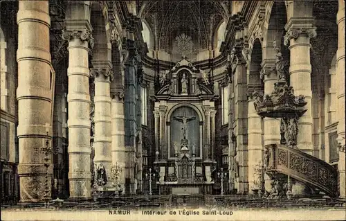 Ak Namur Wallonien, Interieur de l'Eglise Saint Loup