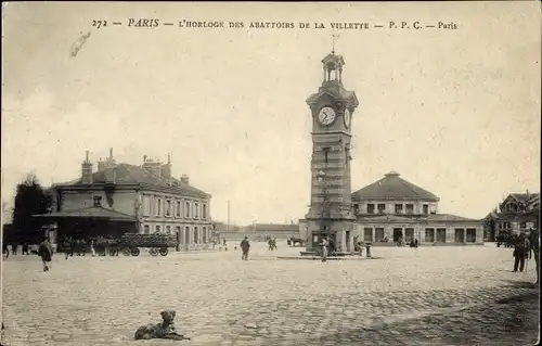 Ak Paris XIX., L'Horloge des Abattoirs de la Villette