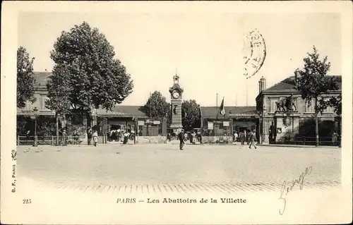 Ak Paris XIX., L'Horloge des Abattoirs de la Villette