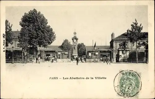 Ak Paris XIX., L'Horloge des Abattoirs de la Villette