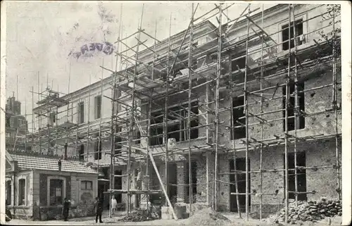 Ak Paris XIX., Hopital Lariboisiere, Baustelle, Reklame Cimentaline, Broutin & Cie