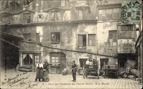 Ak Paris VI., Cour de l'Auberge du Cheval Blanc, Rue Mazet