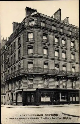 Ak Paris XVI. Arrondissement Passy, Hotel-Pension Sevigne, Rue de Belloy, Avenue Kleber