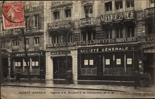 Ak Paris IV., Societe Generale, Agence B N, Boulevard de Sebastopol