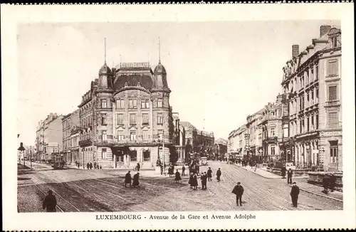 Ak Luxemburg Luxembourg, Avenue Adolphe, Avenue de la Gare