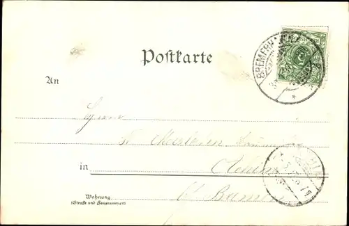 Litho Gruß von der See, Seekrankheit, sich übergebende Passagiere