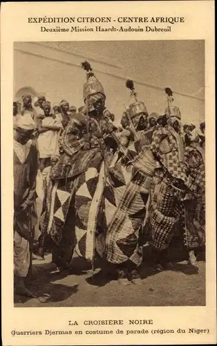 Ak Niger, Guerriers Djermas en costume de parade, Expedition Citroen, Croisiere Noire,Haardt Audouin