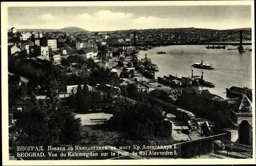 Ak Beograd Belgrad Serbien, Kalmegdan,  Kp. Roi König Alexander I Brücke