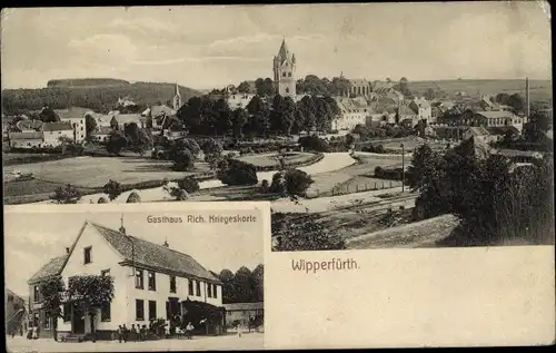 Ak Wipperfürth Nordrhein Westfalen, Gasthaus, Blick auf den Ort