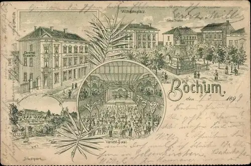 Litho Bochum im Ruhrgebiet, Wilhelmsplatz, Central Theater, Innenansicht, Stadtpark
