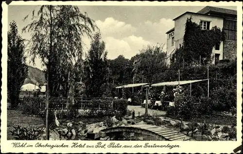 Ak Wiehl im Oberbergischen Kreis, Hotel zur Post, Gartenanlagen