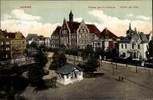 Ak Wanne Eickel Herne im Ruhrgebiet Nordrhein Westfalen, Partie am Amtshaus, Hotel de ville