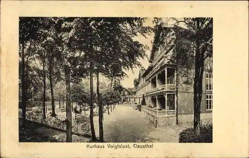 Ak Clausthal Zellerfeld im Oberharz, Kurhaus Voigtslust, Außenansicht m. Terrasse