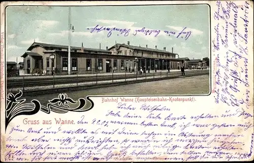 Ak Wanne Herne im Ruhrgebiet, Bahnhof Wanne- Gleisansicht