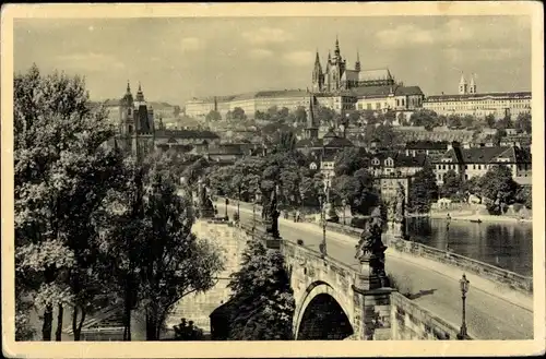 Ak Praha Prag Tschechien, Karluv most, Karlsbrücke, Hradcany, Hradschin