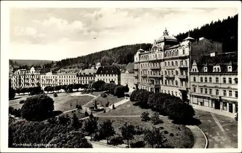 Ak Mariánské Lázně Marienbad Region Karlsbad, Goetheplatz