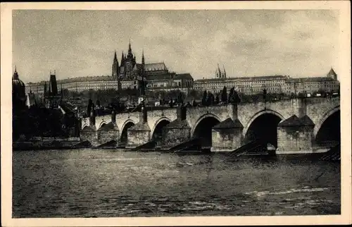 Ak Praha Prag Tschechien, Karlsbrücke, Hradschin