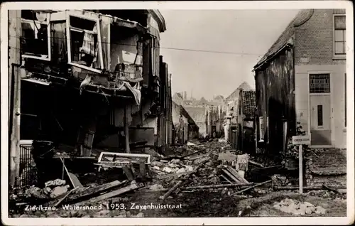 Ak Zierikzee Zeeland, Watersnood 1953, Zevenhuisstraat