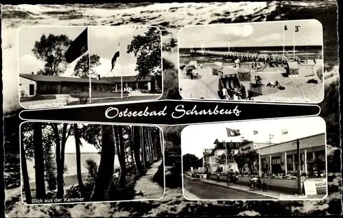 Ak Scharbeutz in Ostholstein, Blick aus der Kammer, Strandhalle, Strandpartie, Jugendherberge