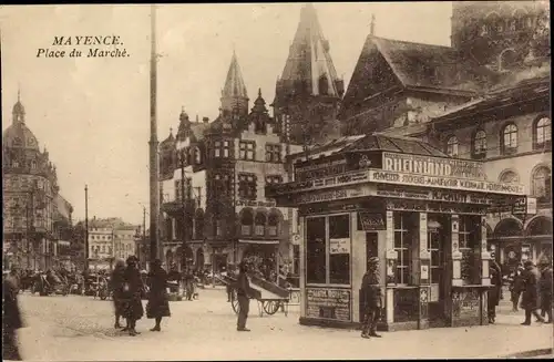 Ak Mainz in Rheinland Pfalz, Marktplatz, Kiosk