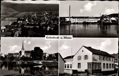 Ak Erlenbach am Main in Unterfranken, Gesamtansicht, Kirche, Fabrik