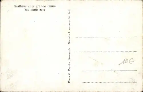 Ak Nonrod Fischbachtal im Odenwald Hessen, Gasthaus zum grünen Baum