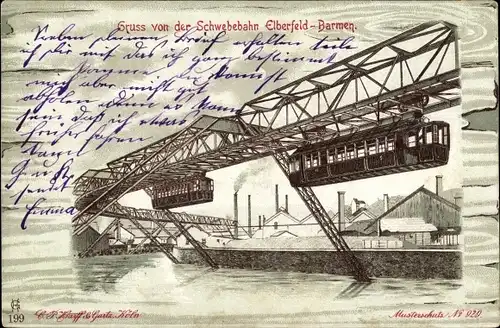 Litho Elberfeld Wuppertal in Nordrhein Westfalen, Die Schwebebahn