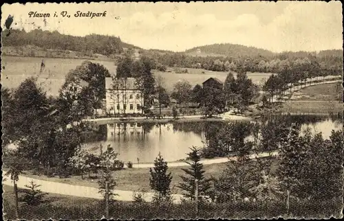 Ak Plauen im Vogtland, Stadtpark, Weiher