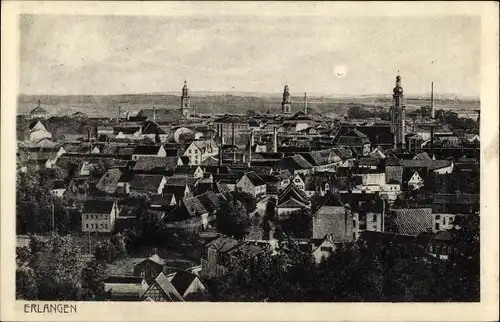 Ak Erlangen in Mittelfranken Bayern, Blick über die Stadt