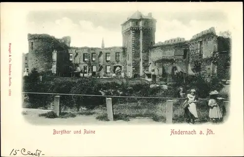 Ak Andernach am Rhein, Burgtor und Ruine