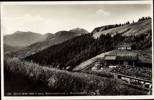 Ak Schliersee in Oberbayern, Gindl Alm gegen Bodenschneid und Brecherspitz